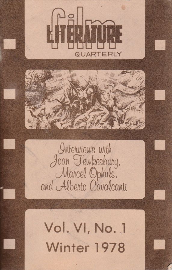 LITERATURE / FILM QUARTERLY magazine side cover Issue 21  Vol 6 # 1  1978